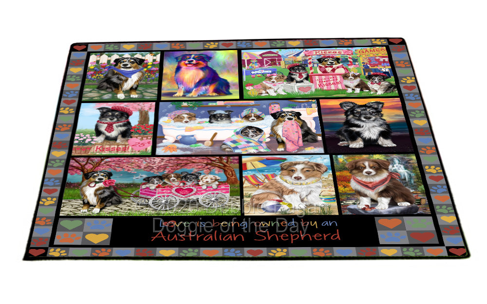 Love is Being Owned Australian Shepherd Dog Grey Floormat FLMS55240