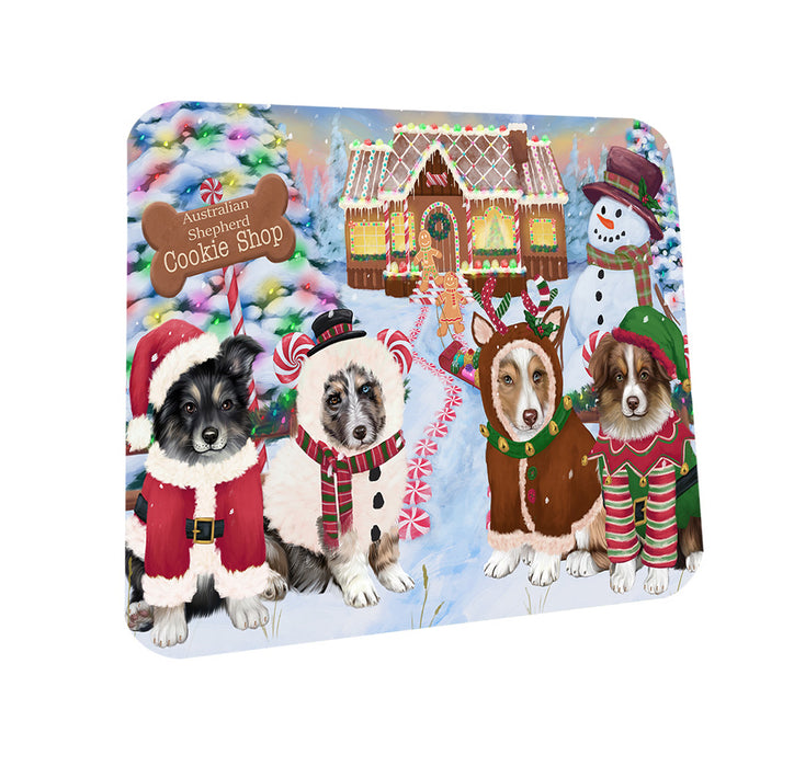 Holiday Gingerbread Cookie Shop Australian Shepherds Dog Coasters Set of 4 CST56057