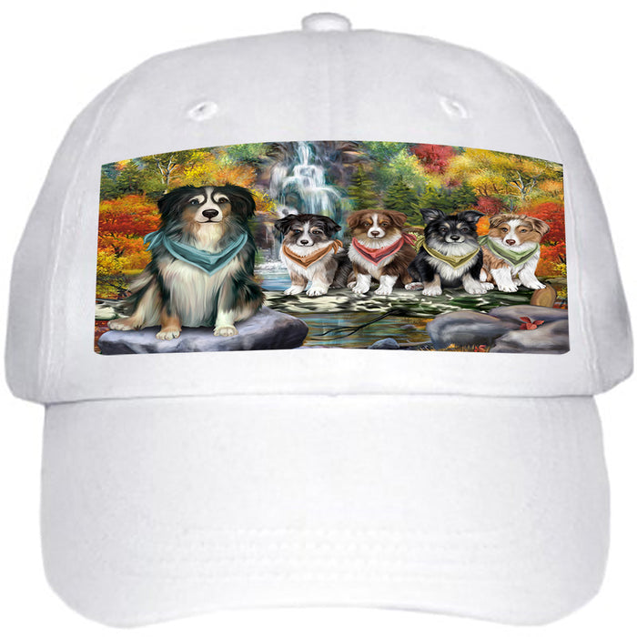 Scenic Waterfall Australian Shepherds Dog Ball Hat Cap HAT52779