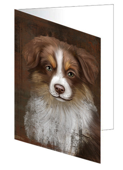 Rustic Australian Shepherd Dog Handmade Artwork Assorted Pets Greeting Cards and Note Cards with Envelopes for All Occasions and Holiday Seasons GCD54980