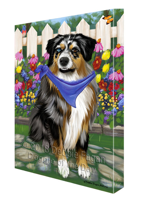 Spring Floral Australian Shepherd Dog Canvas Wall Art CVS63700