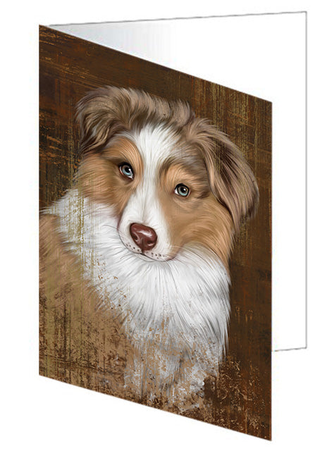 Rustic Australian Shepherd Dog Handmade Artwork Assorted Pets Greeting Cards and Note Cards with Envelopes for All Occasions and Holiday Seasons GCD54983