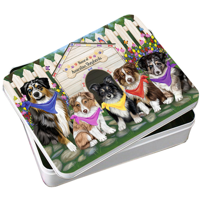 Spring Dog House Australian Shepherds Dog Photo Storage Tin PITN49773