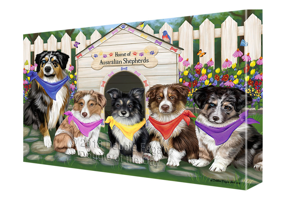 Spring Dog House Australian Shepherds Dog Canvas Wall Art CVS63709