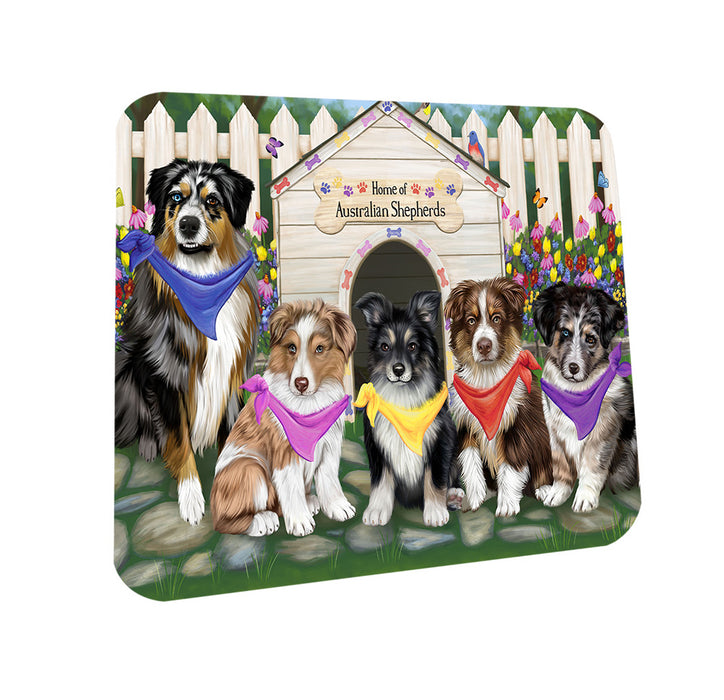 Spring Dog House Australian Shepherds Dog Coasters Set of 4 CST49732