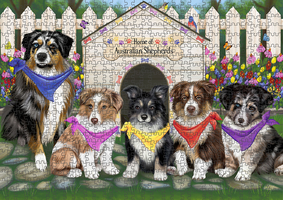 Spring Dog House Australian Shepherds Dog Puzzle with Photo Tin PUZL53025