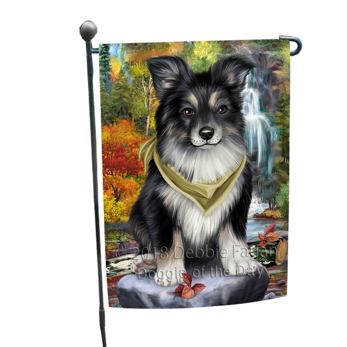 Scenic Waterfall Australian Shepherd Dog Garden Flag GFLG49513