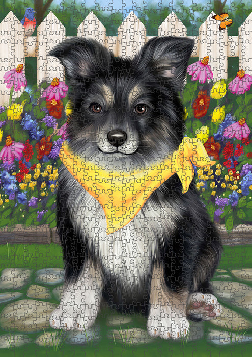 Spring Floral Australian Shepherd Dog Puzzle with Photo Tin PUZL53028