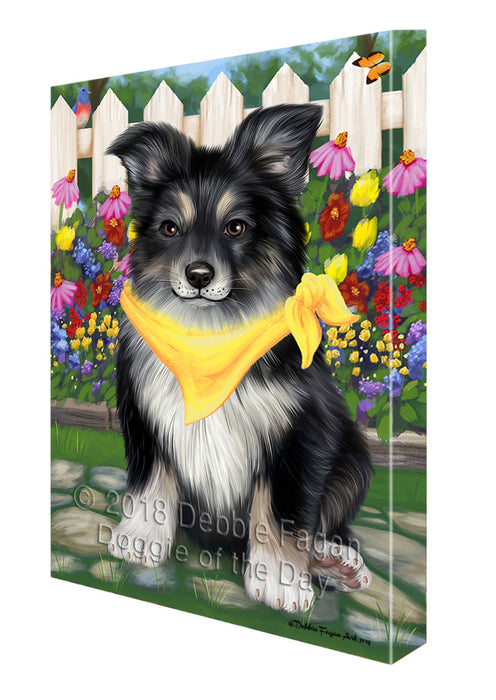 Spring Floral Australian Shepherd Dog Canvas Wall Art CVS63718