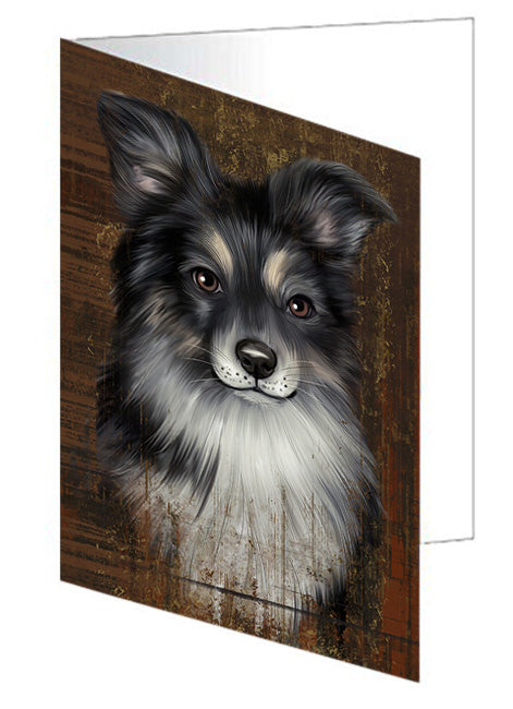 Rustic Australian Shepherd Dog Handmade Artwork Assorted Pets Greeting Cards and Note Cards with Envelopes for All Occasions and Holiday Seasons GCD54986