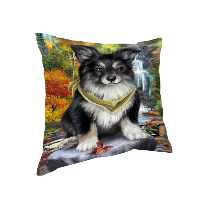 Scenic Waterfall Australian Shepherd Dog Pillow PIL54592