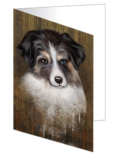 Rustic Australian Shepherd Dog Handmade Artwork Assorted Pets Greeting Cards and Note Cards with Envelopes for All Occasions and Holiday Seasons GCD54989