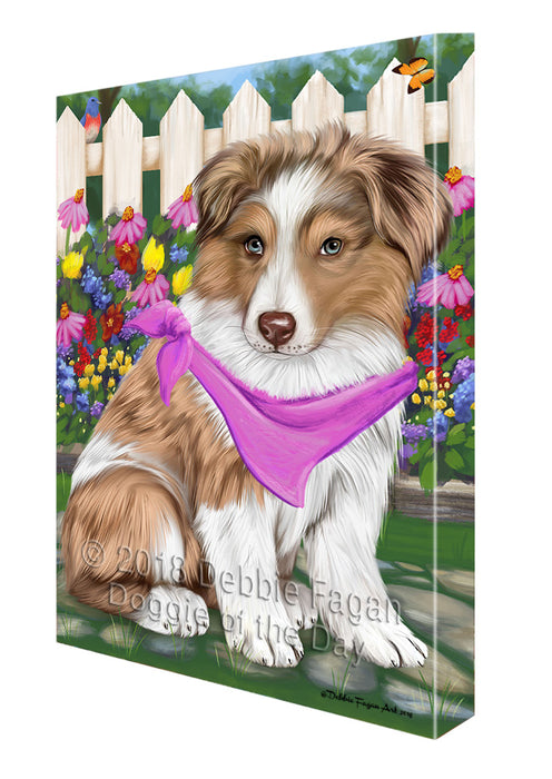 Spring Floral Australian Shepherd Dog Canvas Wall Art CVS63727