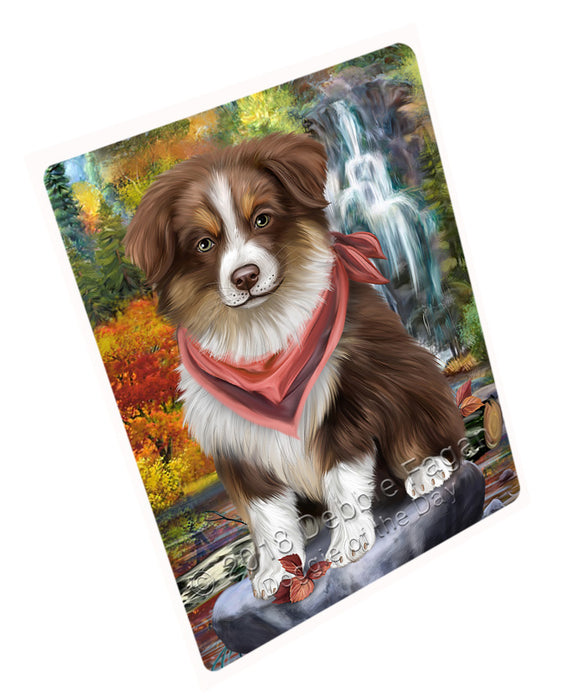 Scenic Waterfall Australian Shepherd Dog Large Refrigerator / Dishwasher Magnet RMAG57846