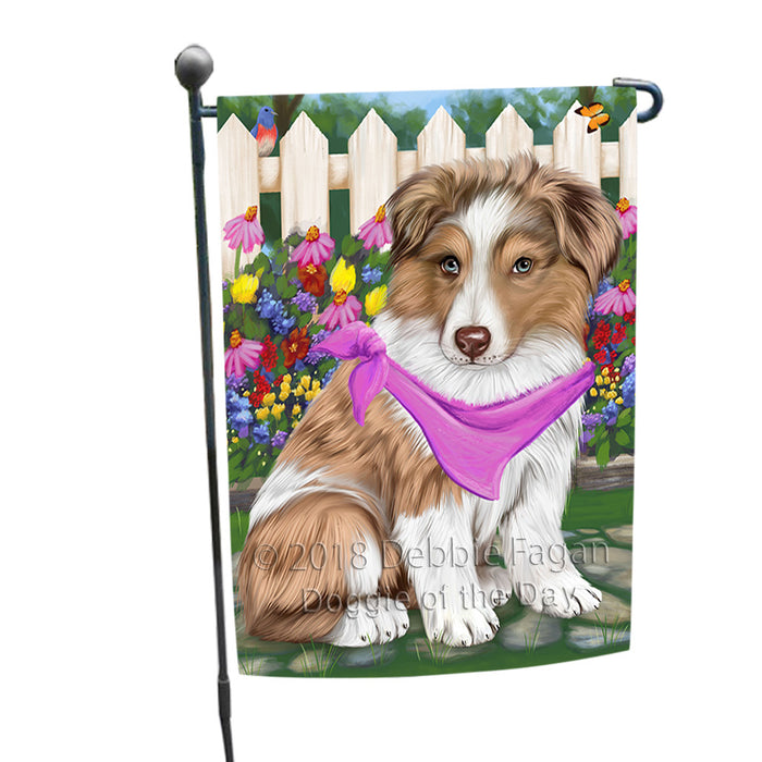 Spring Floral Australian Shepherd Dog Garden Flag GFLG49604