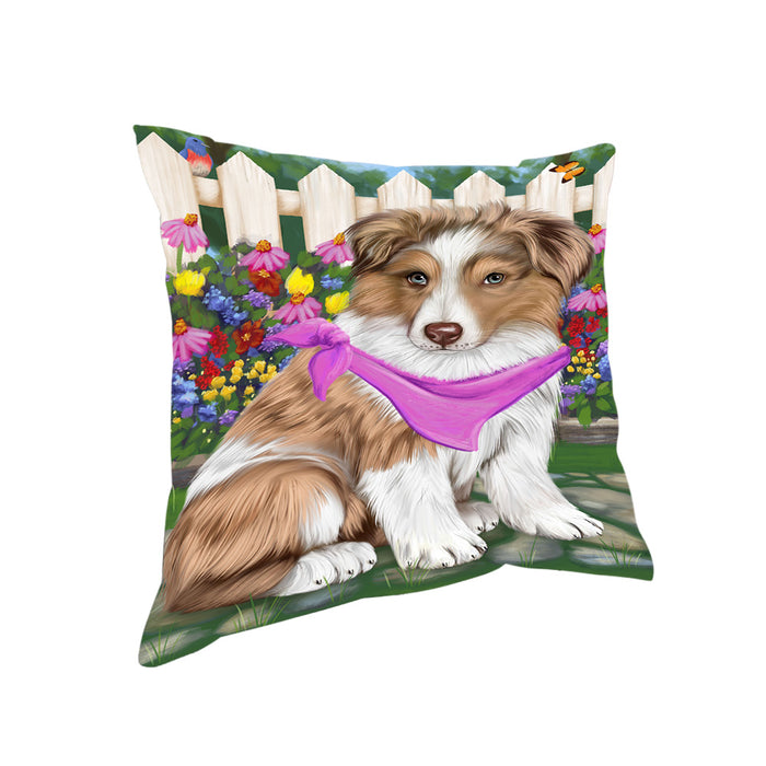 Spring Floral Australian Shepherd Dog Pillow PIL54956