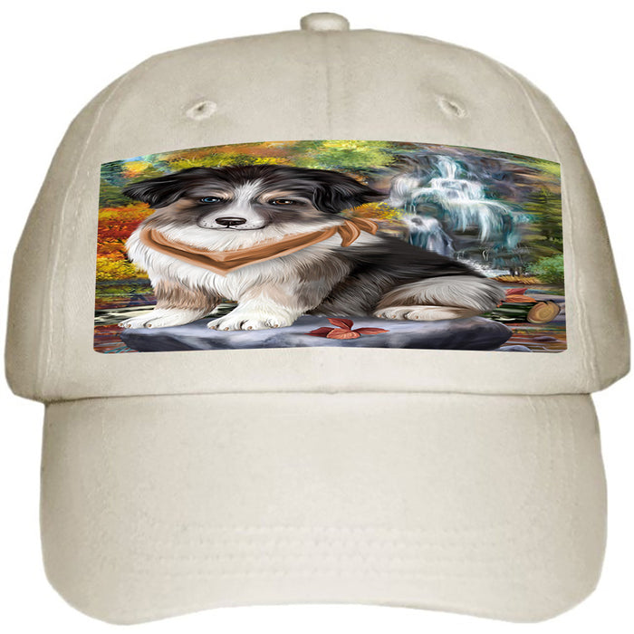 Scenic Waterfall Australian Shepherd Dog Ball Hat Cap HAT52791