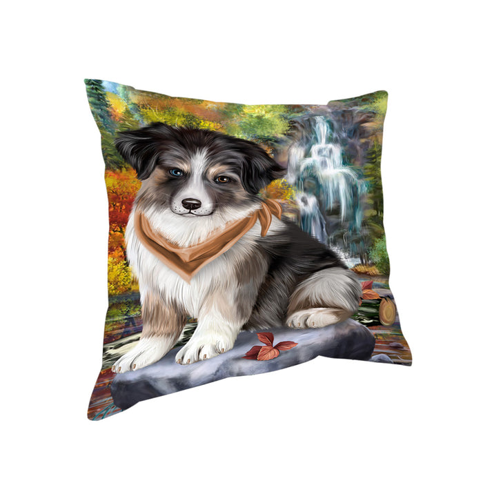 Scenic Waterfall Australian Shepherd Dog Pillow PIL54600