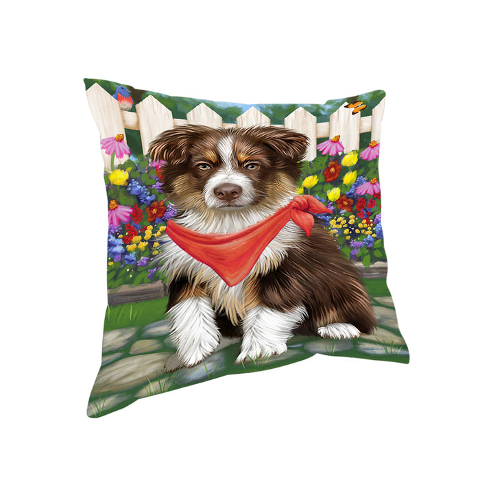 Spring Floral Australian Shepherd Dog Pillow PIL54960