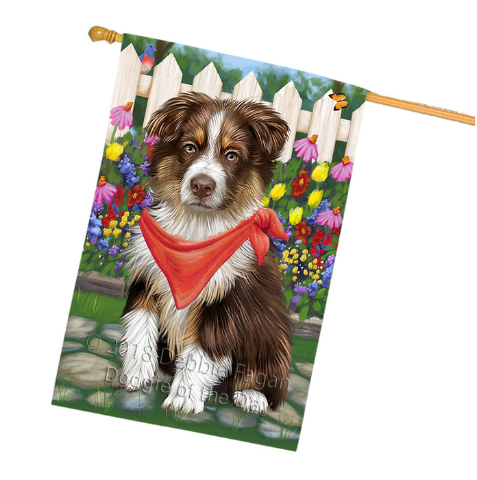 Spring Floral Australian Shepherd Dog House Flag FLG49741