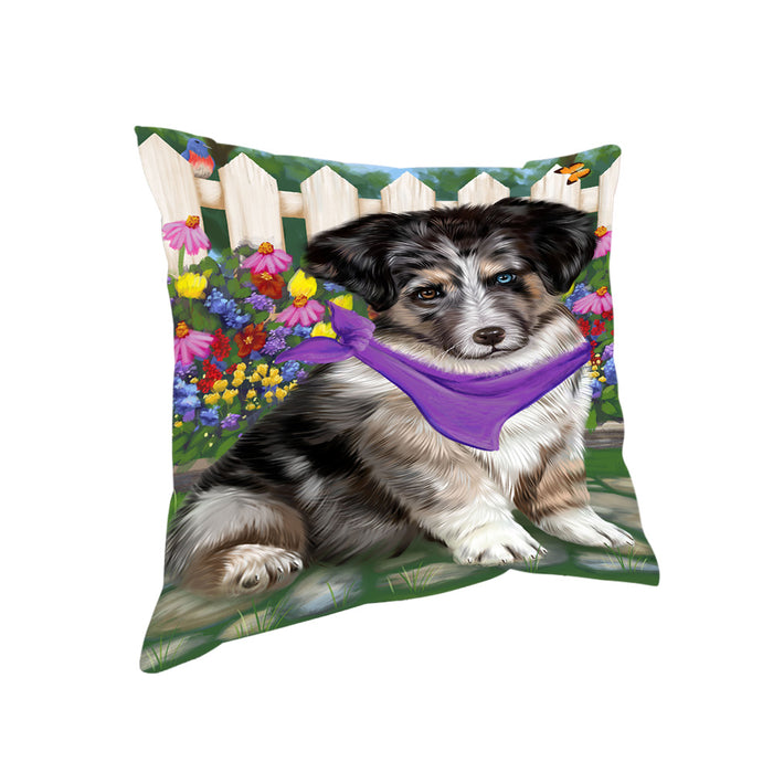 Spring Floral Australian Shepherd Dog Pillow PIL54964