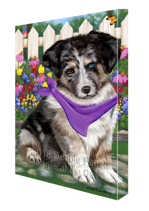 Spring Floral Australian Shepherd Dog Canvas Wall Art CVS63745
