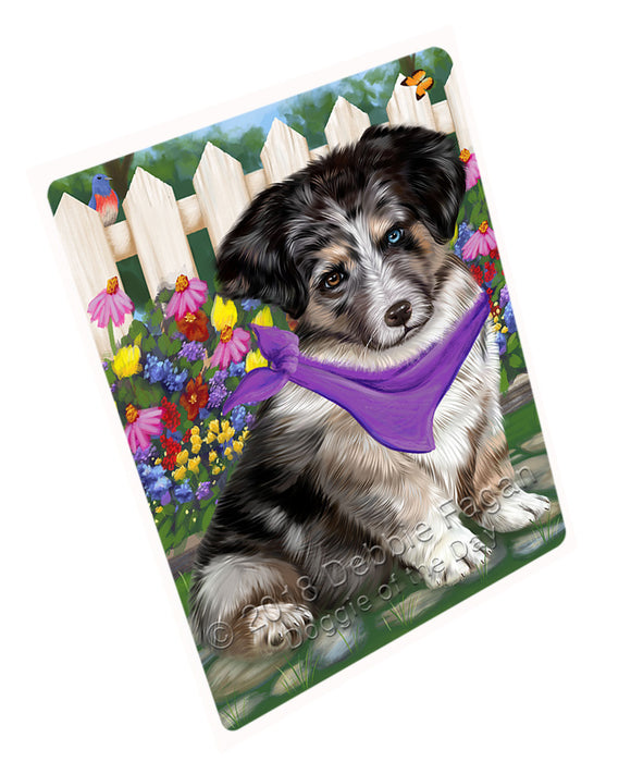 Spring Floral Australian Shepherd Dog Tempered Cutting Board C53196