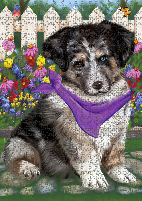 Spring Floral Australian Shepherd Dog Puzzle with Photo Tin PUZL53037