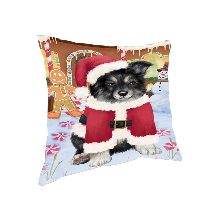 Christmas Gingerbread House Candyfest Australian Shepherd Dog Pillow PIL78904
