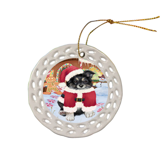 Christmas Gingerbread House Candyfest Australian Shepherd Dog Ceramic Doily Ornament DPOR56509