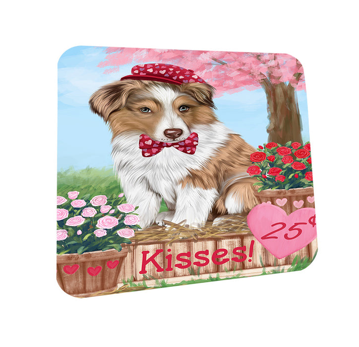 Rosie 25 Cent Kisses Australian Shepherd Dog Coasters Set of 4 CST55719