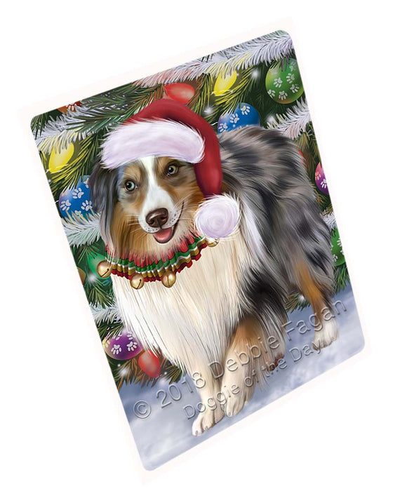Trotting in the Snow Australian Shepherd Dog Large Refrigerator / Dishwasher Magnet RMAG94716