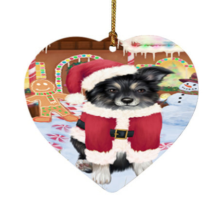 Christmas Gingerbread House Candyfest Australian Shepherd Dog Heart Christmas Ornament HPOR56509