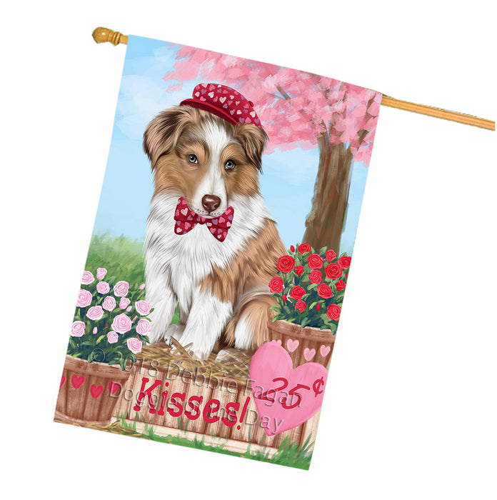 Rosie 25 Cent Kisses Australian Shepherd Dog House Flag FLG56445