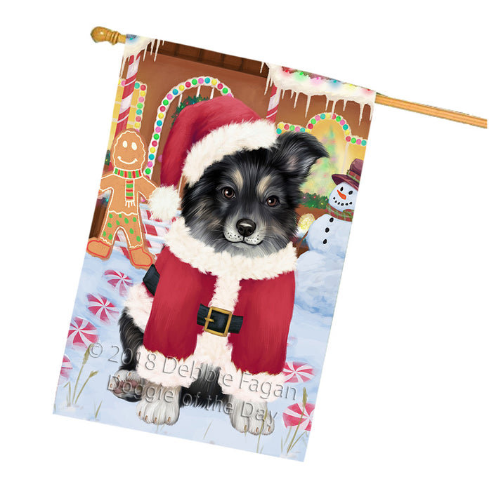 Christmas Gingerbread House Candyfest Australian Shepherd Dog House Flag FLG56837
