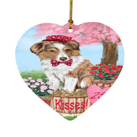 Rosie 25 Cent Kisses Australian Shepherd Dog Heart Christmas Ornament HPOR56117