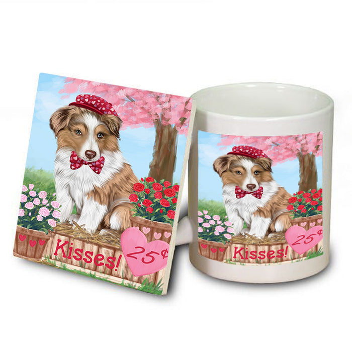 Rosie 25 Cent Kisses Australian Shepherd Dog Mug and Coaster Set MUC55753