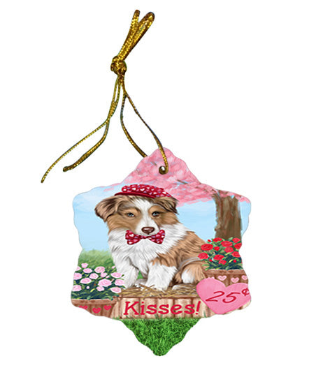 Rosie 25 Cent Kisses Australian Shepherd Dog Star Porcelain Ornament SPOR56117