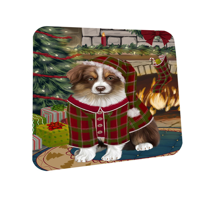 The Stocking was Hung Australian Shepherd Dog Coasters Set of 4 CST55138