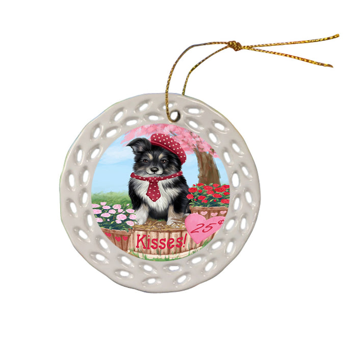 Rosie 25 Cent Kisses Australian Shepherd Dog Ceramic Doily Ornament DPOR56118