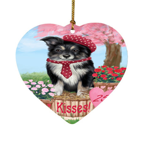 Rosie 25 Cent Kisses Australian Shepherd Dog Heart Christmas Ornament HPOR56118
