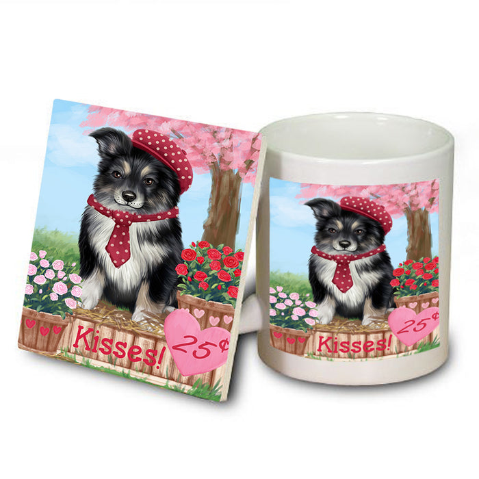 Rosie 25 Cent Kisses Australian Shepherd Dog Mug and Coaster Set MUC55754
