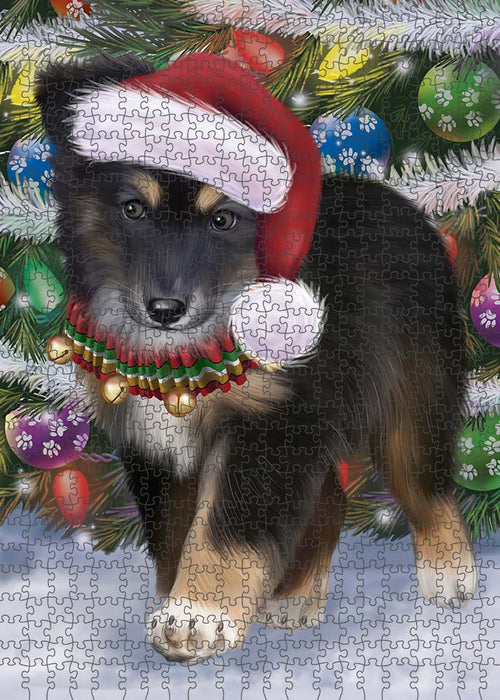 Trotting in the Snow Australian Shepherd Dog Puzzle  PUZL89840