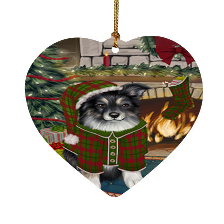 The Stocking was Hung Australian Shepherd Dog Heart Christmas Ornament HPOR55537