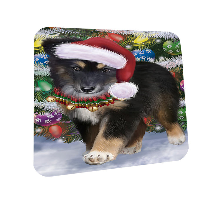 Trotting in the Snow Australian Shepherd Dog Coasters Set of 4 CST55367