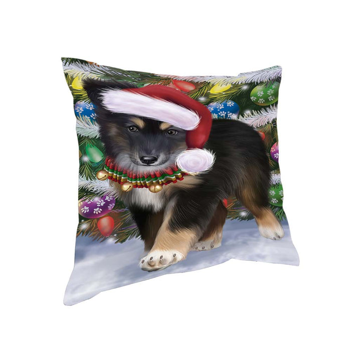 Trotting in the Snow Australian Shepherd Dog Pillow PIL70564