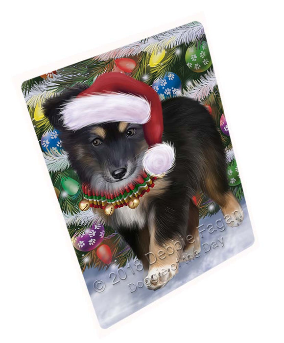 Trotting in the Snow Australian Shepherd Dog Cutting Board C71364