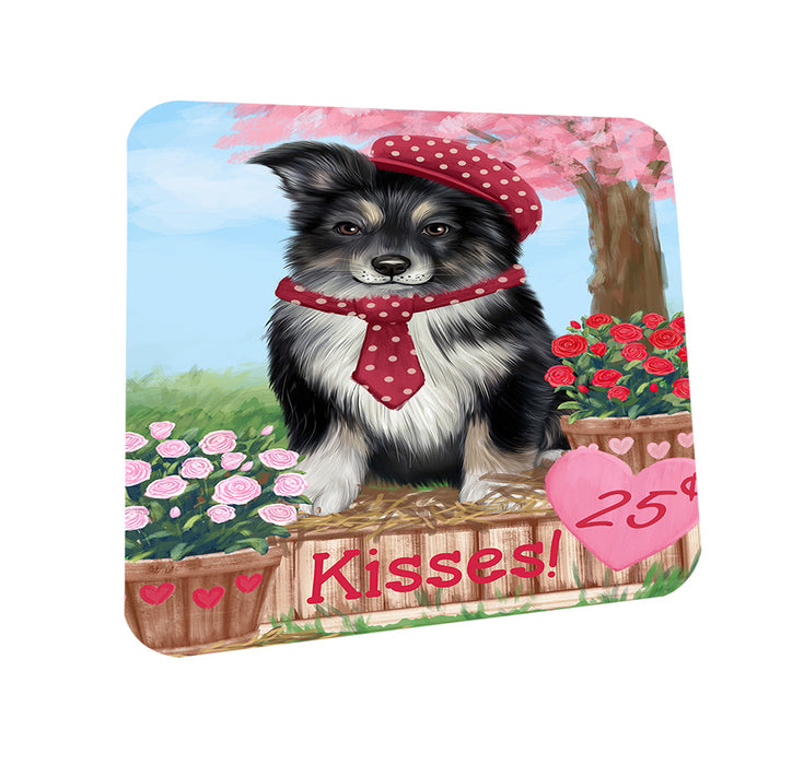 Rosie 25 Cent Kisses Australian Shepherd Dog Coasters Set of 4 CST55720