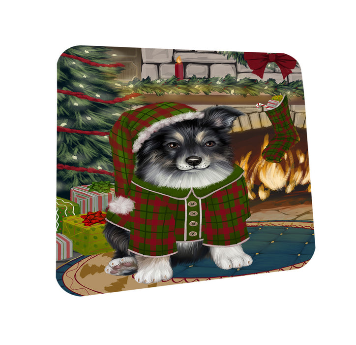 The Stocking was Hung Australian Shepherd Dog Coasters Set of 4 CST55139
