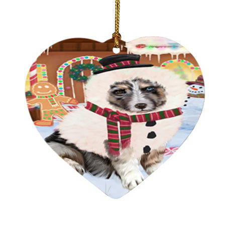 Christmas Gingerbread House Candyfest Australian Shepherd Dog Heart Christmas Ornament HPOR56510